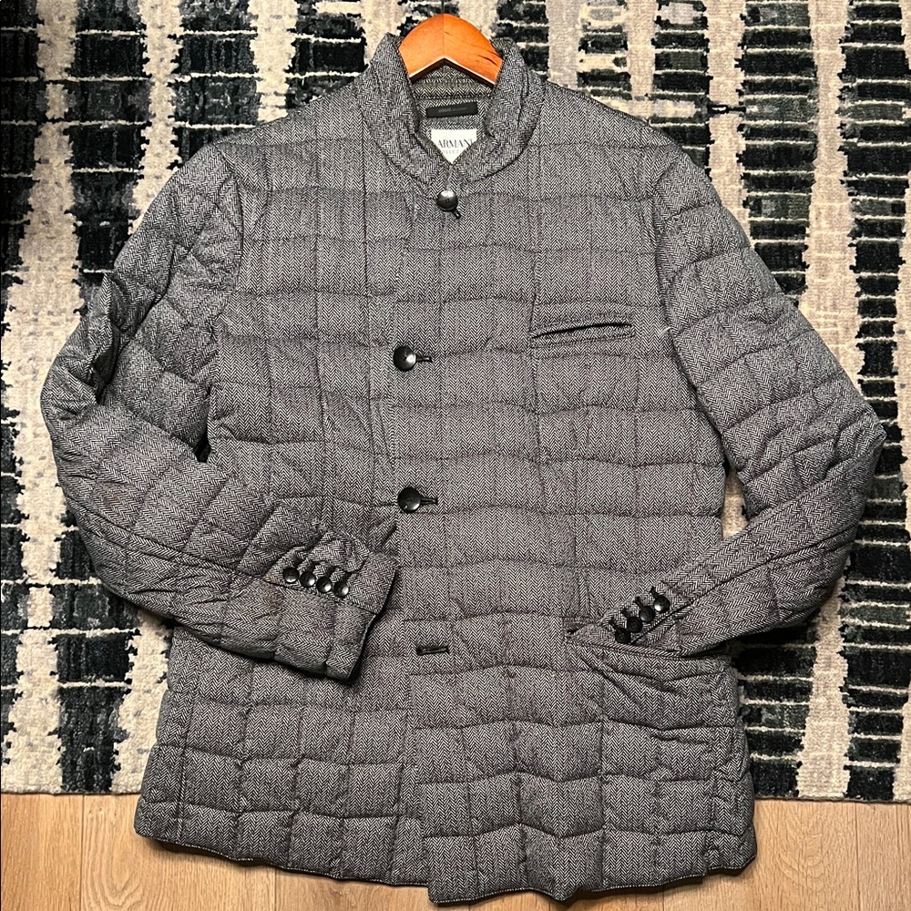 ARMANI COLLEZIONI Herringbone Down & Feathers Padded Jacket Jacket